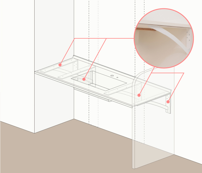 Flex Sink（フレックスシンク）幕板固定なしのブラケット