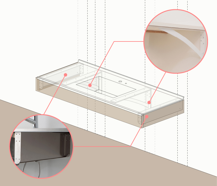 flex sink（フレックスシンク）幕板固定ありのブラケット