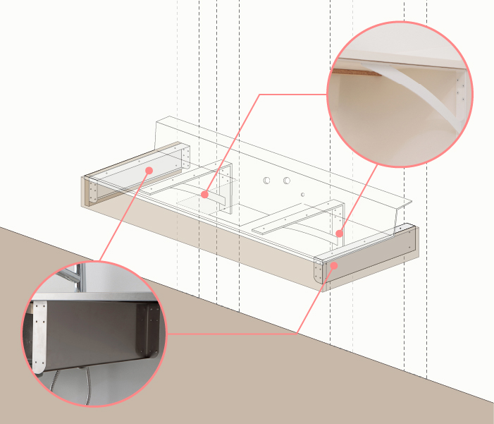 flex sink（フレックスシンク）幕板固定ありのブラケット