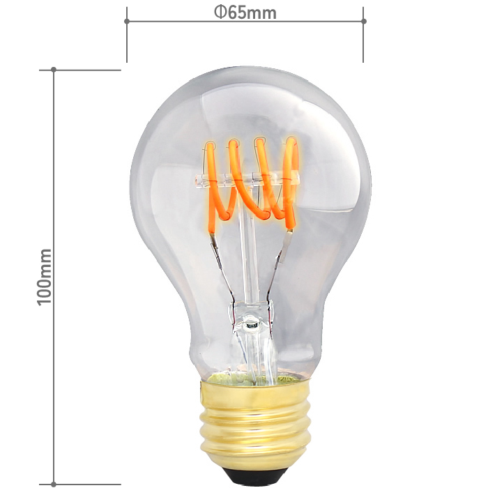 LEDフィラメント電球のノーマル/スパイラル/クリアガラス
