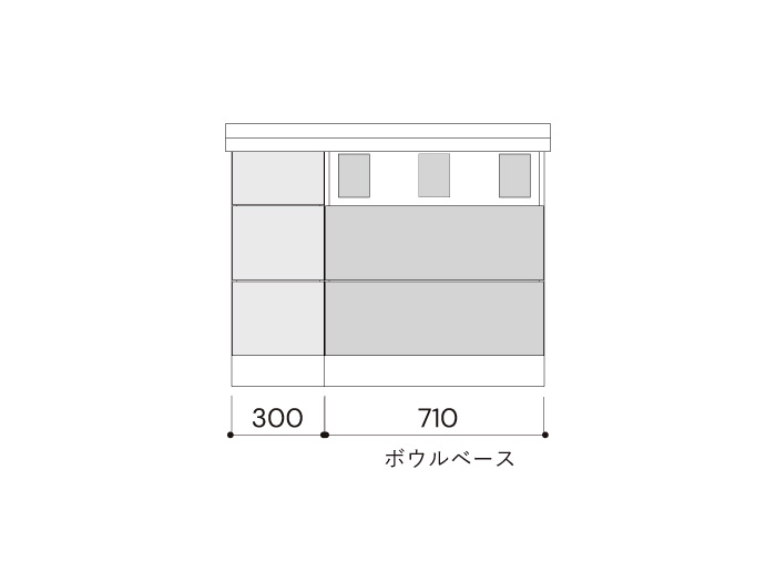洗面・キット/シングルボウル1050mm幅ボウル右