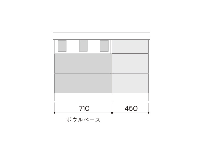 洗面・キット/シングルボウル1200mm幅ボウル左