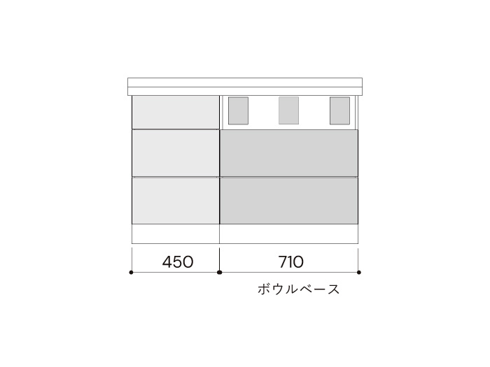 洗面・キット/シングルボウル1200mm幅ボウル右