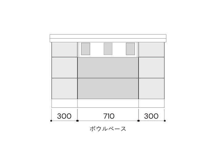 洗面・キット/シングルボウル1350mm幅ボウル中央