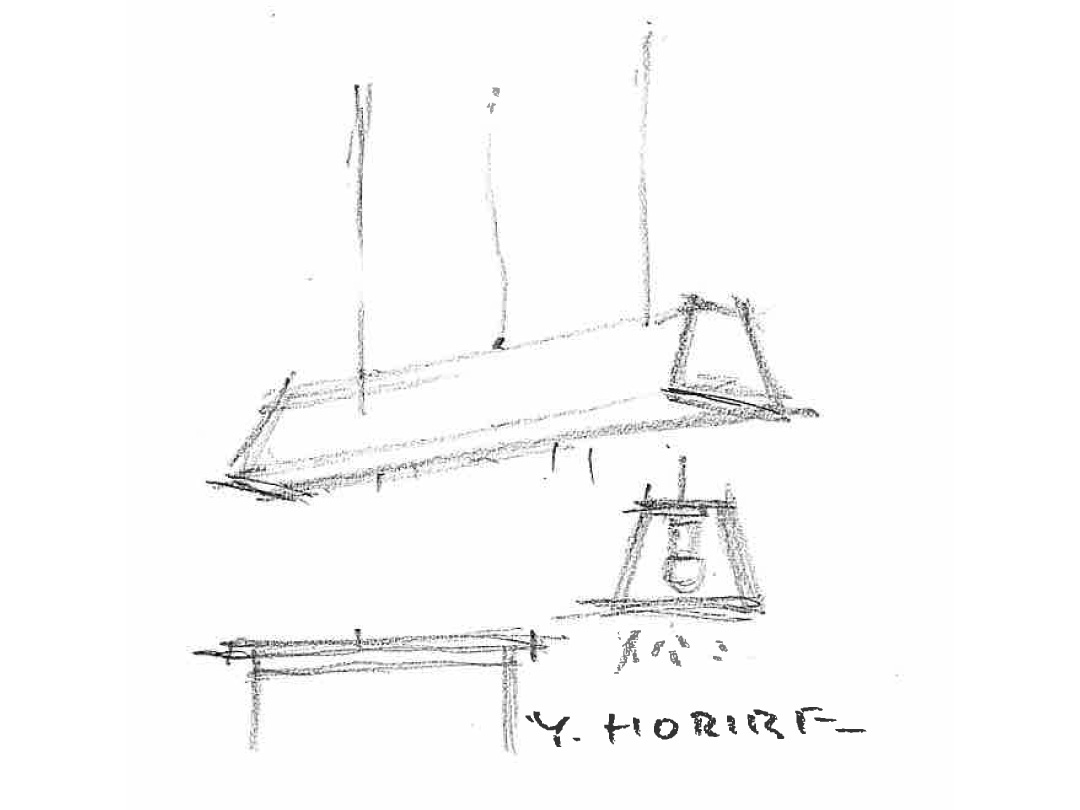 台形ペンダント（長）のスケッチ