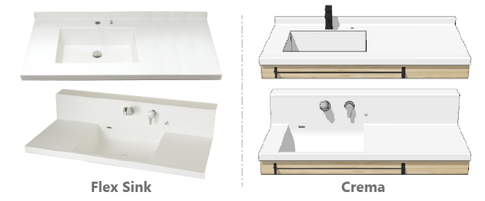 Flex Sink（フレックスシンク）とCrema（クレマ）の比較：カウンター形状