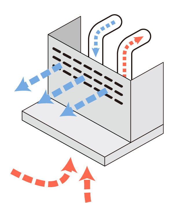キッチンレンジフードの同時給排図解
