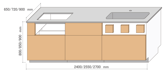Ⅰ型キッチンのサイズ
