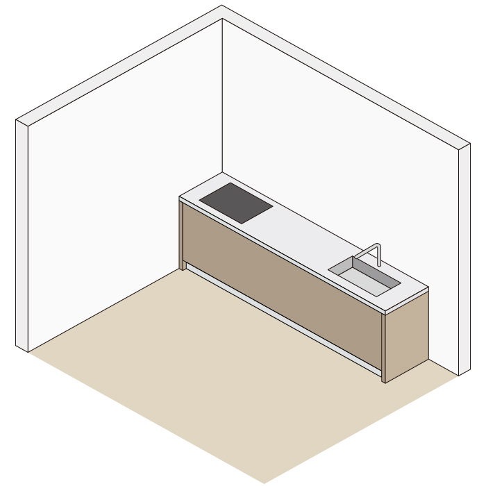 壁付けキッチンレイアウト