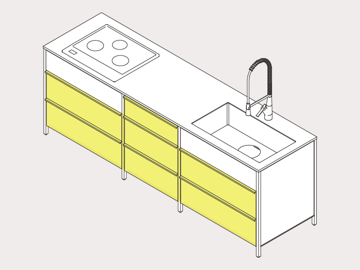 フレームキッチンekrea SHEER kitchenのオプション4：引出し収納