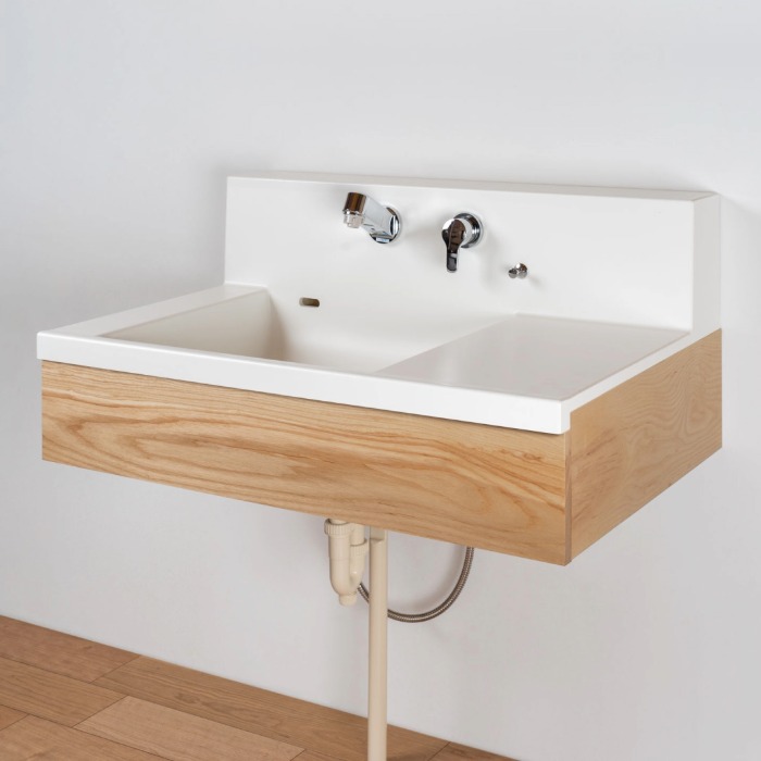 セミオーダー人工大理石一体洗面カウンターFlex Sink（ﾌﾚｯｸｽｼﾝｸ）ﾊｲﾊﾞｯｸﾀｲﾌﾟD600