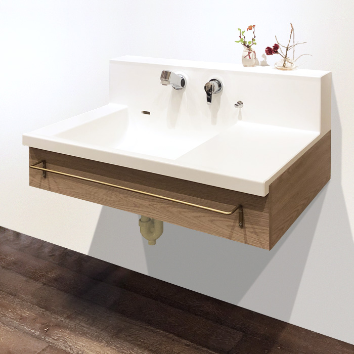 セミオーダー人工大理石一体洗面カウンターFlex Sink（ﾌﾚｯｸｽｼﾝｸ）ハイバックタイプ