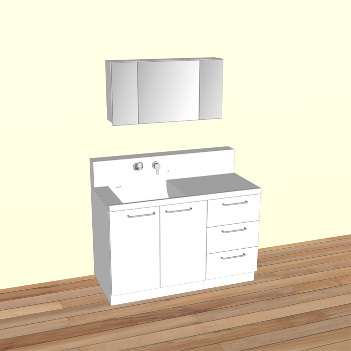 セミオーダー人工大理石一体洗面カウンターFlex Sink（ﾌﾚｯｸｽｼﾝｸ）ハイバックタイプ