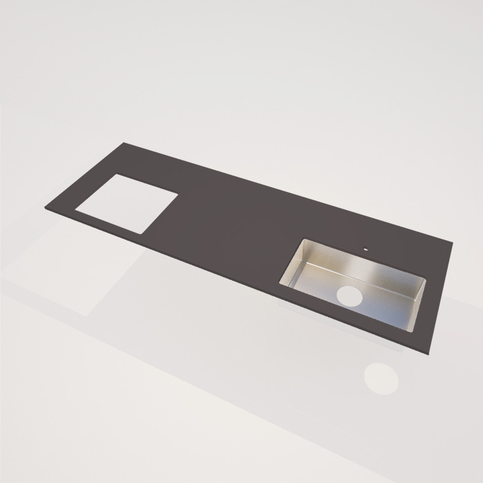 オーダー クォーツ キッチン天板I型 ｷｯﾁﾝｼﾝｸ+ｺﾝﾛ用 ～W 2550 奥行750mm