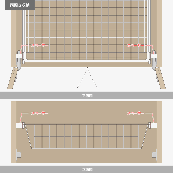 引出レール付ワイヤーバスケット