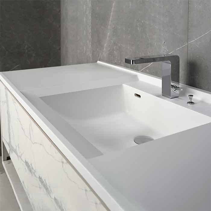 セミオーダー人工大理石一体洗面カウンターFlex Sink(ﾌﾚｯｸｽｼﾝｸ) ｿﾘｯﾄﾞﾀｲﾌﾟD600