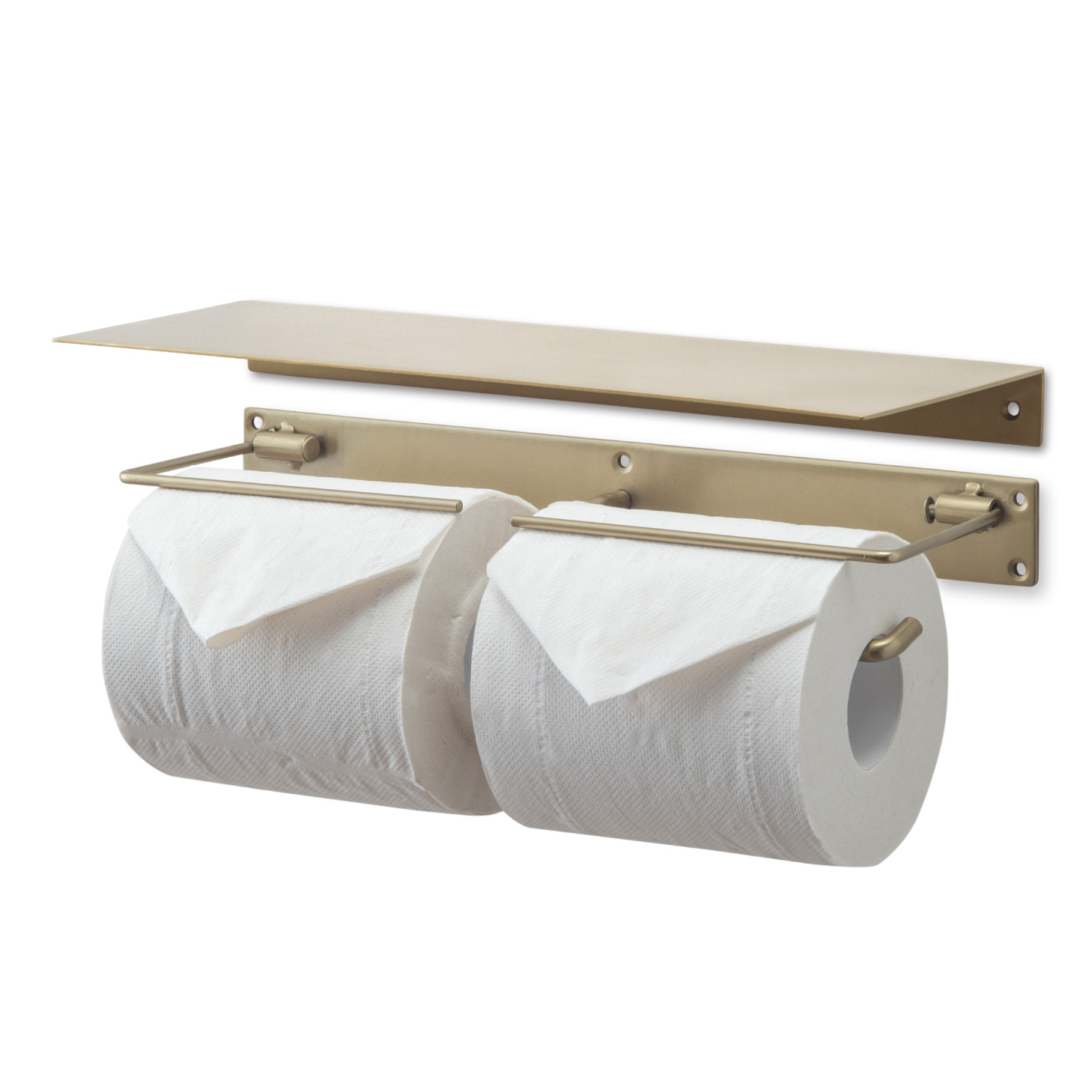 トイレットペーパーホルダー＋シェルフセット　アンティークゴールド