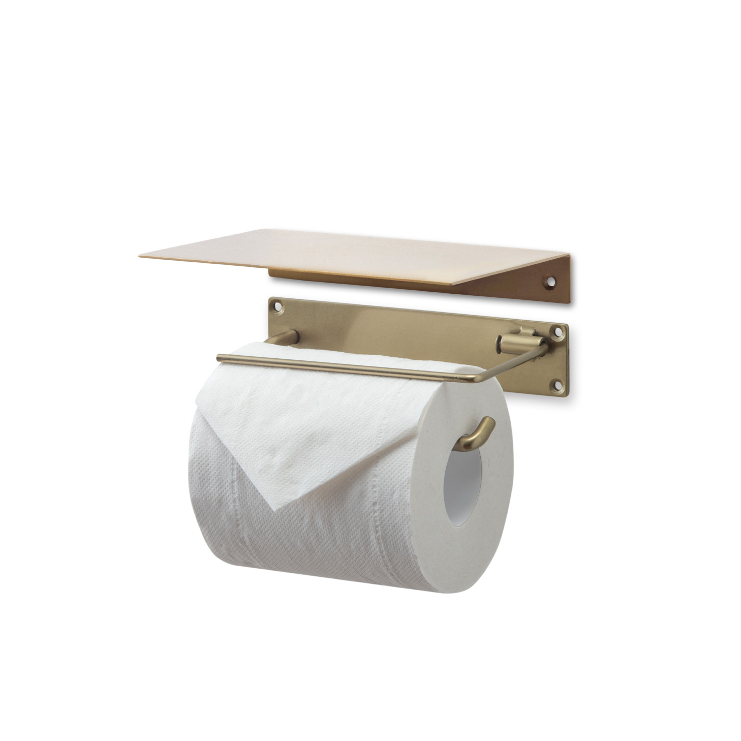 トイレットペーパーホルダー＋シェルフセット　アンティークゴールド