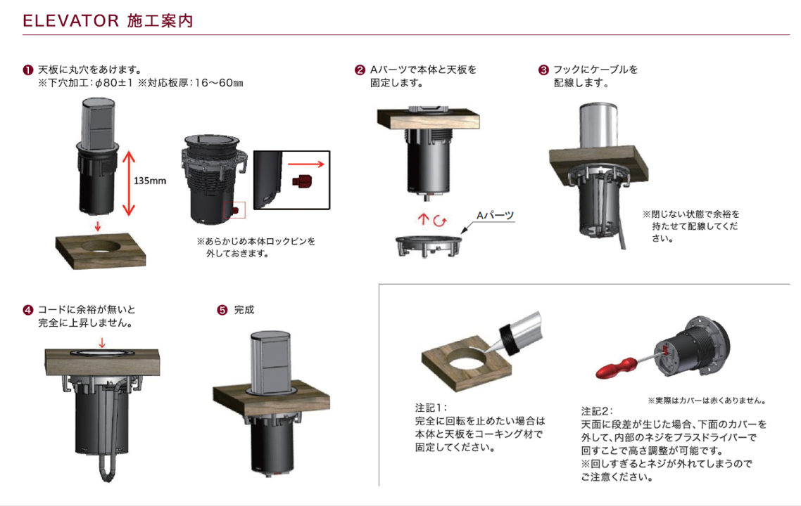 ワンプッシュスタンドタイプ家具用ｺﾝｾﾝﾄ　ELEVATOR　BACHMANN