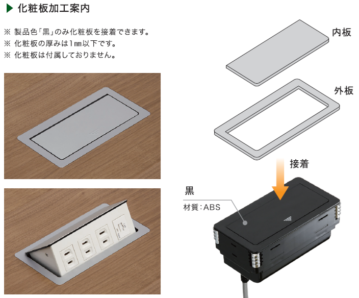 フラットプッシュコンセント　埋め込み式